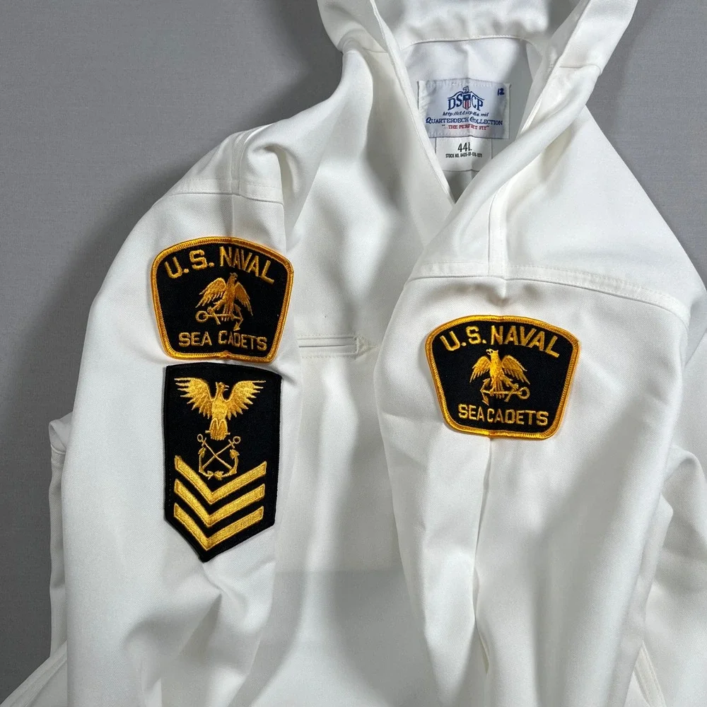 US Naval Sea Cadets Corps Uniform Set White Jumper 44L Trousers 35R DSCP VTG 90s